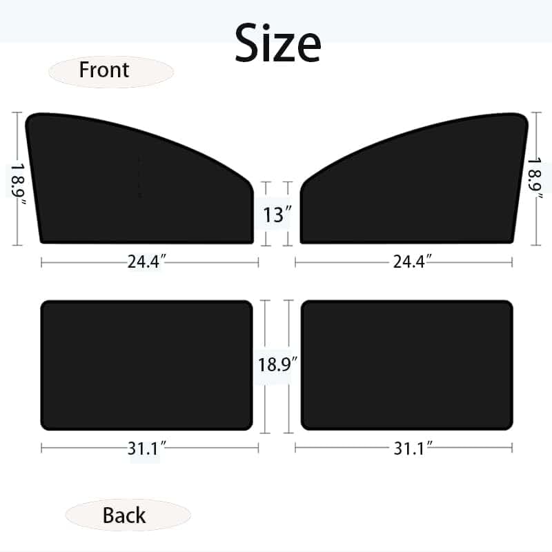 MilkShot 4 Pcs Magnetic Car Window Shades for Vehicle Interiors