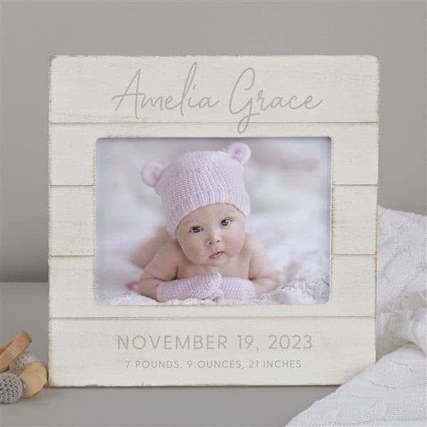 Personalization Universe Personalized Simple And Sweet Baby Girl Shiplap Frame