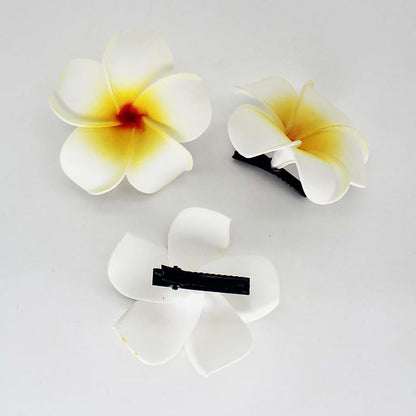 WinldMonmo Hawaiian Plumeria Flower Hair Clips, 6 Pack Artificial Tropical Hairpins