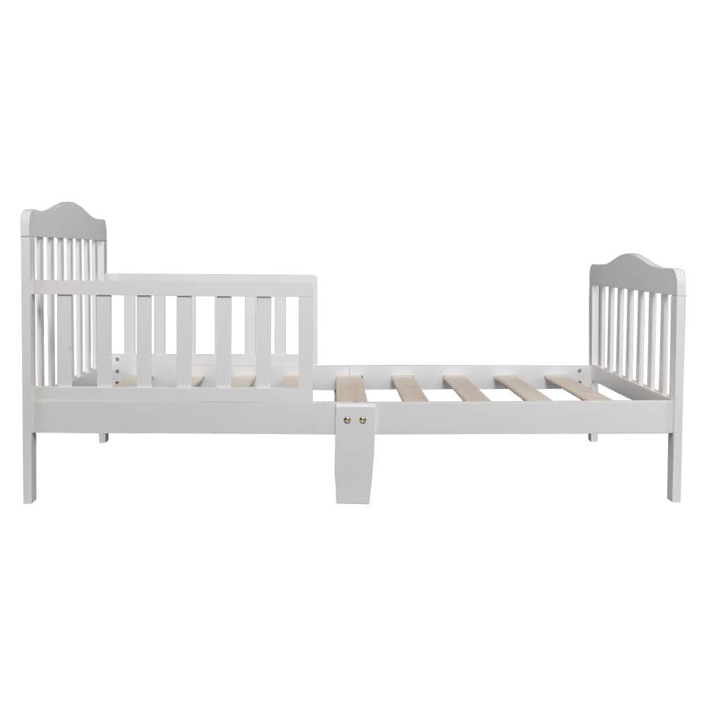 Volowoo White Classic Wood Bed Frame With Guardrails