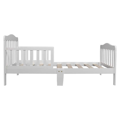 Volowoo White Classic Wood Bed Frame With Guardrails