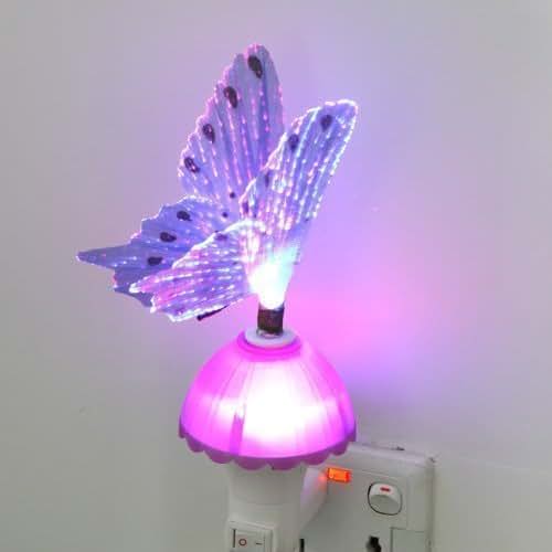 EONLYX Butterfly Night Light, Fiber Optic Butterfly Wall Lamp,Kids Plug LED Color Changing Night Light for Bedroom
