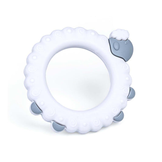 GiliGums Sheep Teether – Gray | 100% Food Grade Silicone Baby Teething Toy | Textured Ring for Gum Relief | Easy Grip