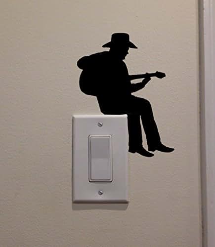 Yingkai Cowboy Guitar Player Wall Decal Sticker, Black