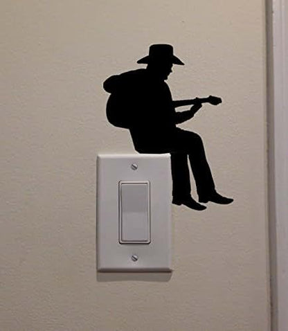 Yingkai Cowboy Guitar Player Wall Decal Sticker, Black