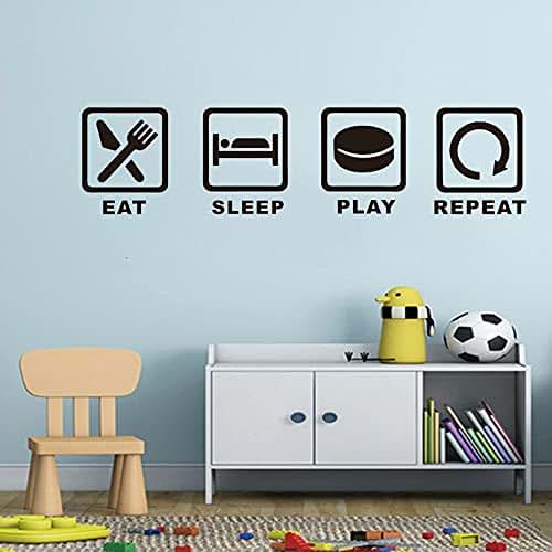 YOYOYU Art Home Decor Vinyl Sports Wall Sticker Eat Sleep Play Hockey Repeat