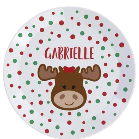 Personalization Universe Christmas Moose Personalized Kids Plate