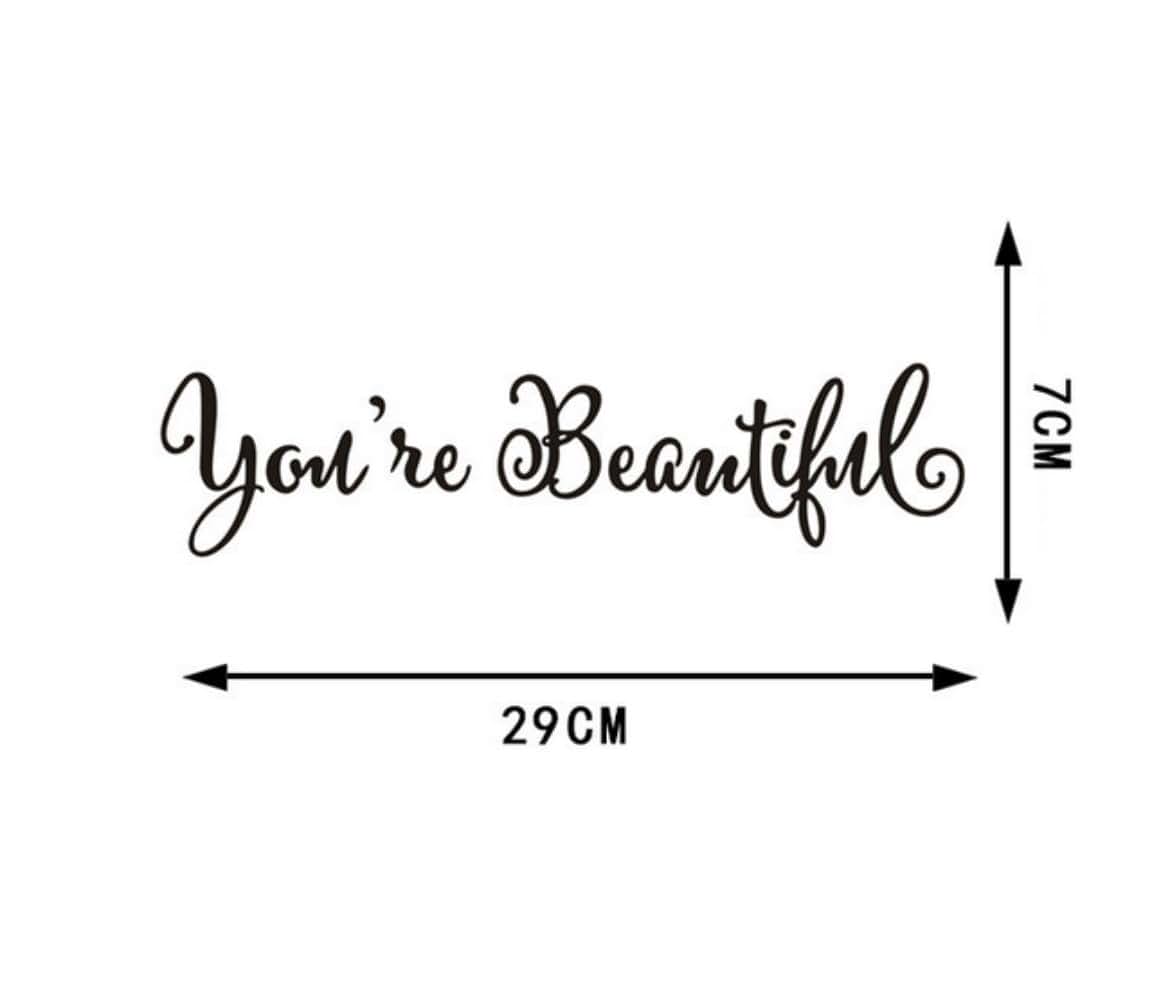 Anso Bathroom Wall Sticker You're Beautiful Mirror Quote Decal