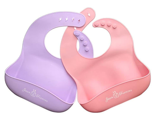 Jean Frances Silicone Baby Bibs Set Of 2 Pink/Purple