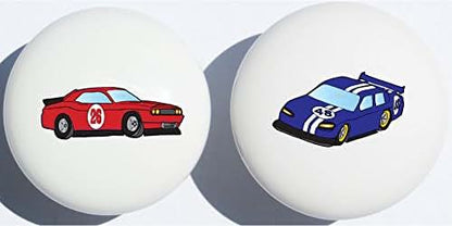 Presto Wall Decals Red and Blue Stock Race Car Ceramic Drawer Pulls