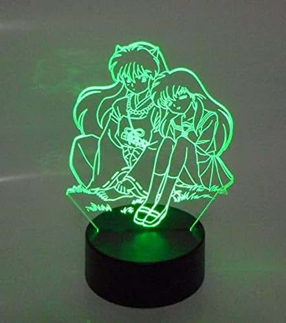 WS Designs Kagome Sitting with Boyfriend 6.5" Tall Laser Engraved 3D LED Desk Lamp with Remote