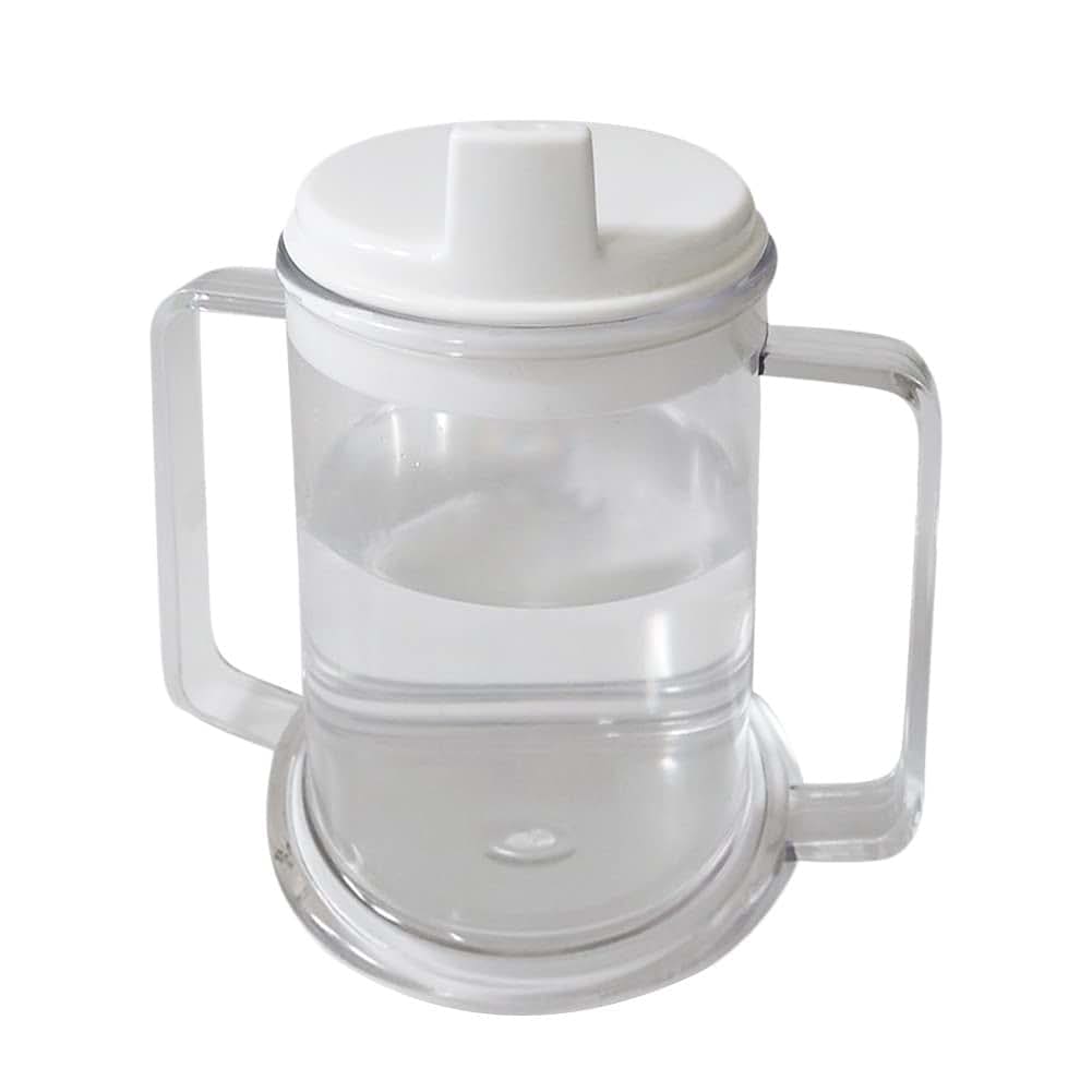 Ibluelover 2 Handle Plastic Mug Clear Spouted Cup Adult Sippy Cup Lightweight Drinking Cup Spill-Resistant Water Cup