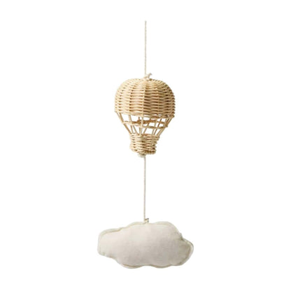Rattan Hot Air Balloon Woven Pendant Baby Mobile For Crib, Cloud Ornament, 1 Cloud