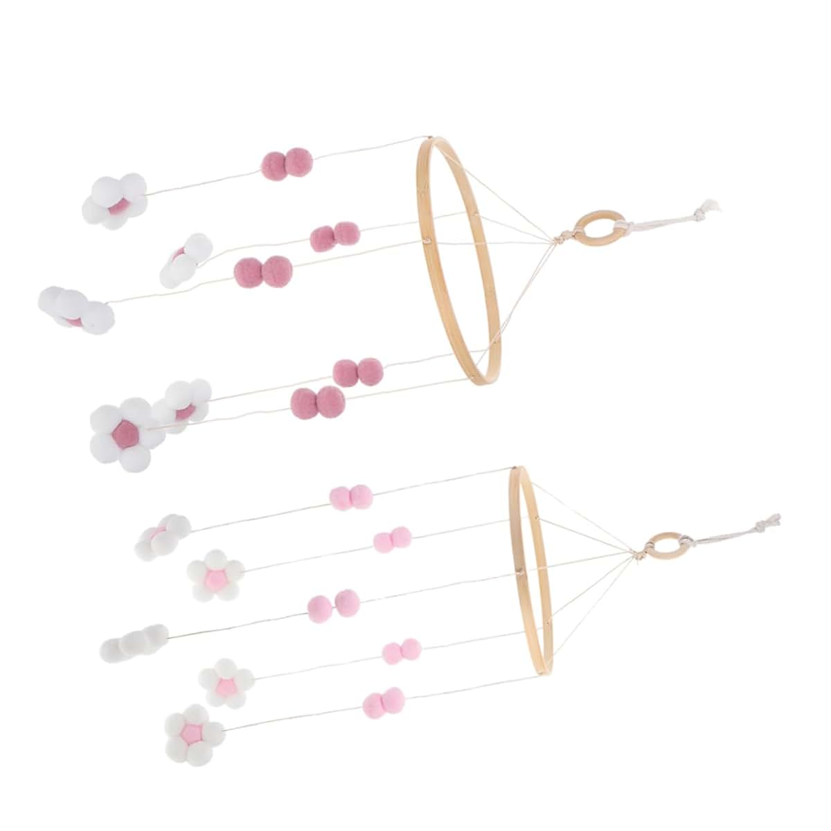 Boho Pompom Flower Crib Mobile for Nursery Decor Accent
