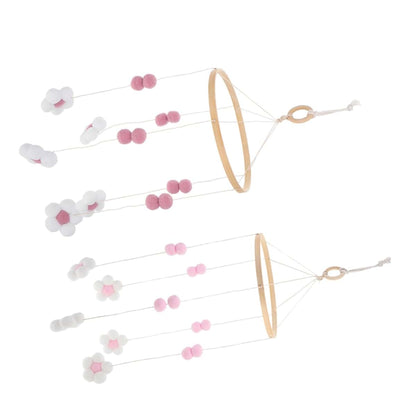 Boho Pompom Flower Crib Mobile for Nursery Decor Accent