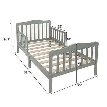 YUFUDE Wooden Bed,Kids Bedroom Furniture Bed with Safety Guardrails (Grey) (photo 4)