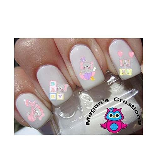 Southern Country Nails Baby Elephant Girl Nursery Nail Art Decals Set of 20