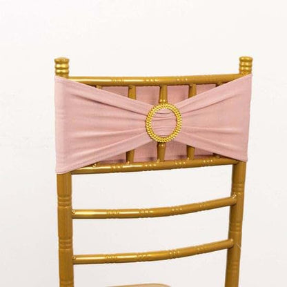 Tableclothsfactory 5 Pack Dusty Rose Spandex Chair Sashes With Gold Buckles 5"x14"