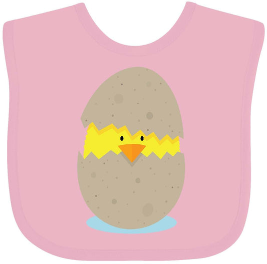 Inktastic Baby Chick in Egg Baby Bib, Cotton, Hook and Loop Closure