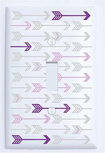 Presto Wall Decals Single Toggle Purple and Grey Arrow Print Light Switch Plate Cover