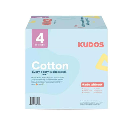 Kudos Cotton-Lined Chlorine-Free Diapers Size 4, 52 Count
