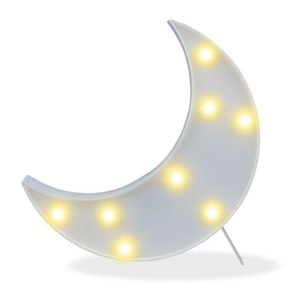 Pooqla LED Crescent Moon Marquee Sign, White, Battery Powered