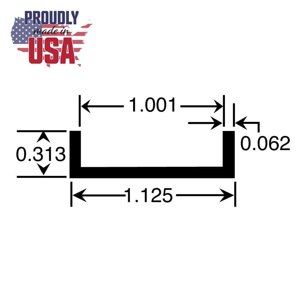 Outwater Aluminum U-Channel For Shelving And Furniture, 36-Inch Length, 4 Pack (photo 2)
