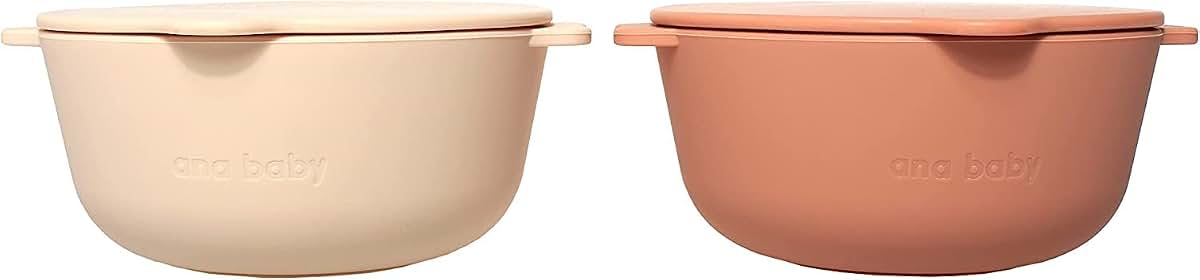 Ana Wiz Ltd Silicone Baby Bowls with Lids, 2 Pack