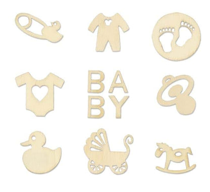 BabyOneStop Mini Wood Shape Cutouts 45 Pieces