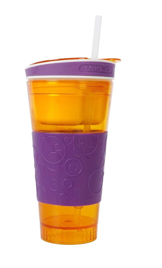 Snackeez Travel Snack & Drink Cup with Straw, 16 oz