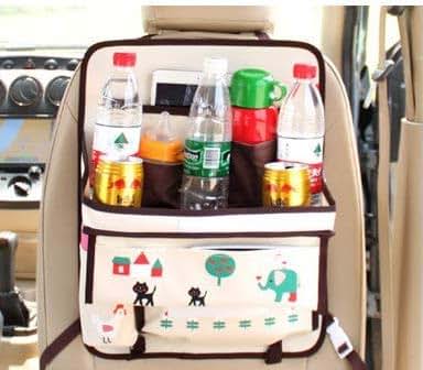 Froye Cute Cartoon Car Back Seat Foldable Organizer | Back Seat Protector Kick Mat, Multiple Pockets Storage
