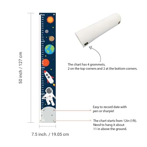 Space Growth Chart Banner for Kids Room Decor