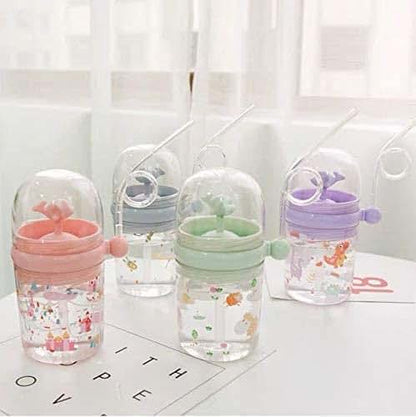 viva story Whale Squirting Cup Cartoon Cute Plastic Water Bottle Toddler Tumbler with Straw Lid Kids Children Water