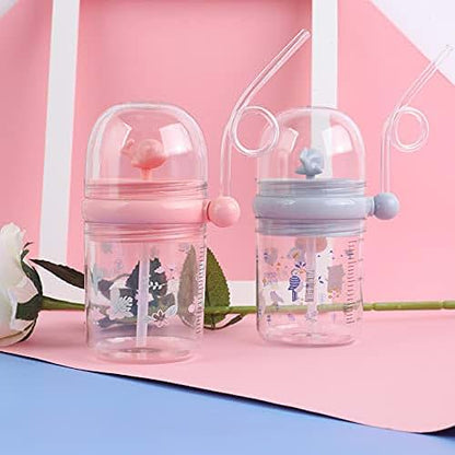 Seelucky Whale Spray Water Bottle With Straw And Carry Strap - Grey Birds 3 (photo 4)