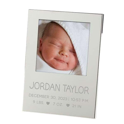 Personalization Universe Baby Birth Information Engraved Silver Picture Frame