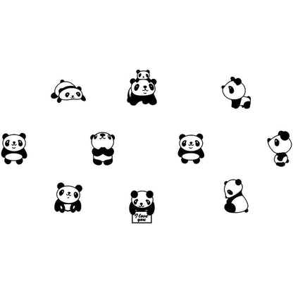 Panda Nordic Style Vinyl Wall Decal Sticker Set
