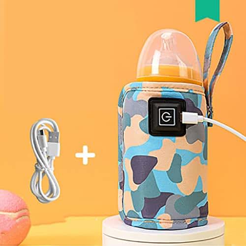 USB Milk Bottle Warmer Bag, Adjustable Size & Temperature, 40–60°C, Blue