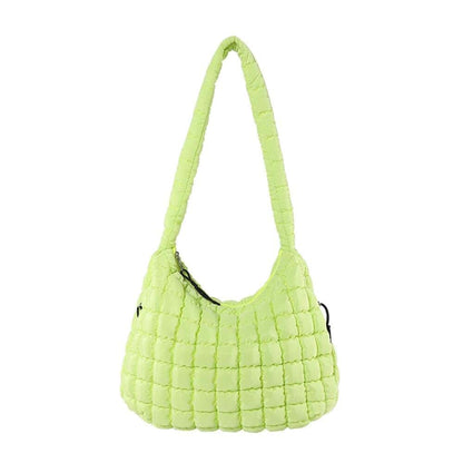Qurlon Pleated Clouds Shoulder Tote Bag with Feather Cotton, Large Capacity