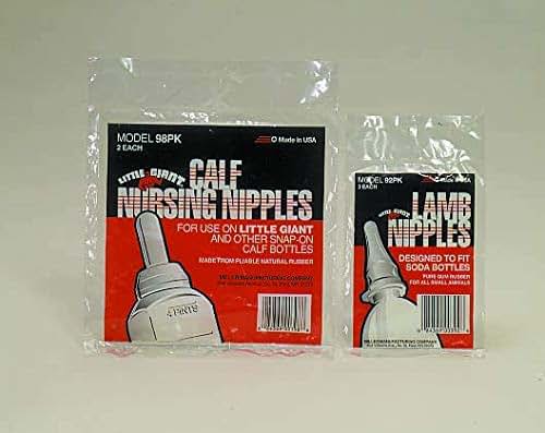 Little Giant Lamb Nursing Bottle Nipples, Screw On Feeding Tops 3 Pack