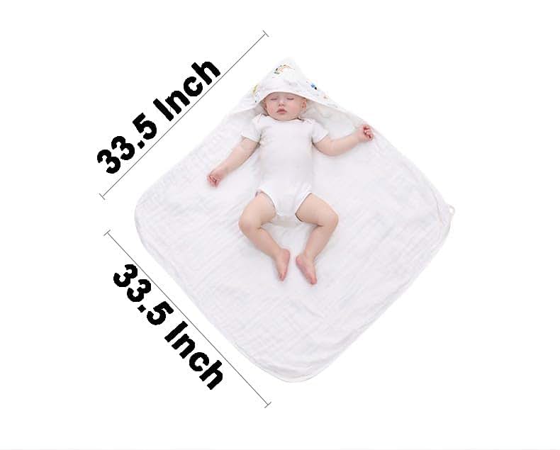 Muslin Swaddling Blanket for Newborn, 33.5x33.5 Inch Cotton Swaddle Wrap with Snap Buttons
