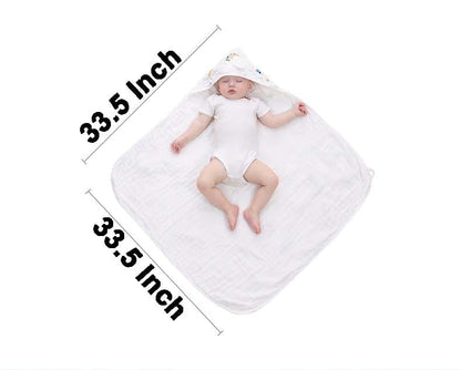 Muslin Swaddling Blanket for Newborn, 33.5x33.5 Inch Cotton Swaddle Wrap with Snap Buttons