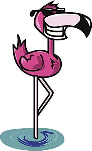 Shinobi Stickers Cool Simple Pink Flamingo Cartoon Vinyl Sticker (2" Tall)