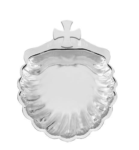 Christian Brands Baptism Gift Engravable Rhodium Plated Silver Shell