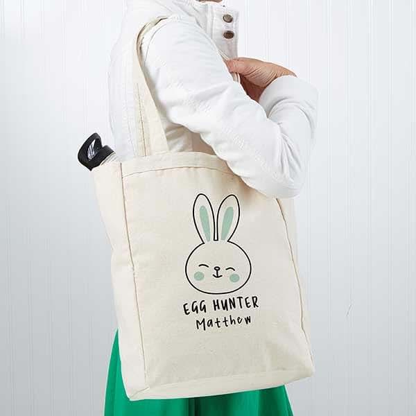 Personalization Universe Personalized Easter Bunny Photo Canvas Tote Bag – Kids Customizable Easter Gift – Children's (photo 2)