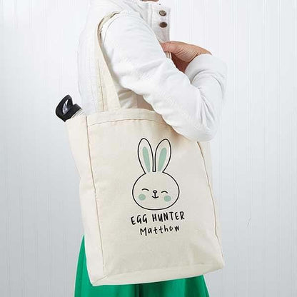 Personalization Universe Personalized Easter Bunny Photo Canvas Tote Bag – Kids Customizable Easter Gift – Children's (photo 2)