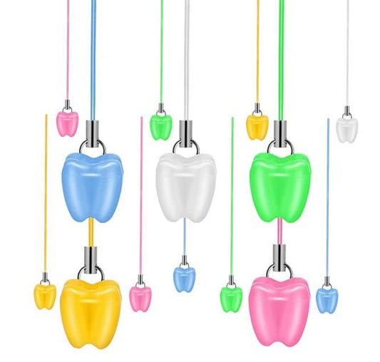 AmeriCan Goods 50 Pcs Children Tooth Box Cute Necklace Holder for Tooth Fairy, Gift from Dental Offices, School &