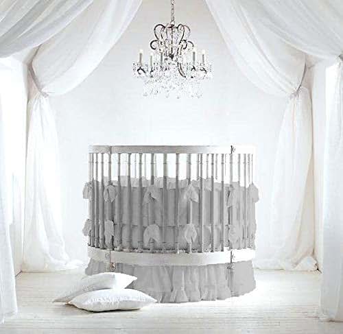 Dainty Homes 5 Piece Round Nursery Bedding Set, 100% Egyptian Cotton, Silver Gray