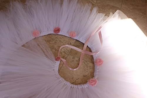 YEP Handmade Tulle Crib Skirt in White for Girl/Boys, Birthday Party Decoration,Baby Shower&Baby Room Decorative 16inch (photo 3)