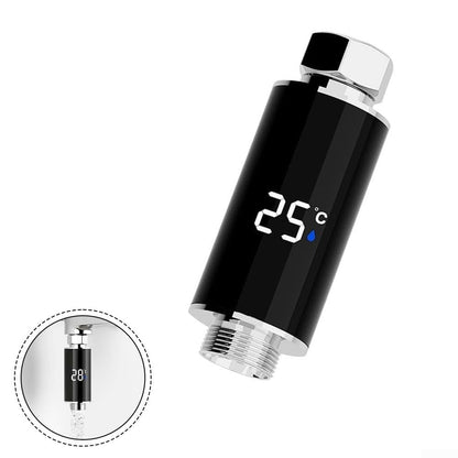 BabyOneStop LED Temperature Indicator Shower Head with Real-Time Display, Black and Silver
