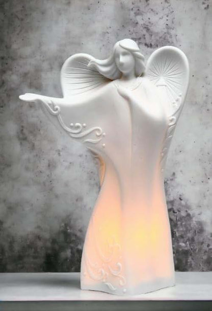 ATD Festive"Dancing Angel" Decorative White Porcelain Plug-in Night Light (photo 2)